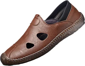 Cubicbee Mens Closed Toe Handmade Sewing Fisherman Sandals Comfortable Breathable Slip on Loafers Outdoor Fashion Beach Hiking Sports Sandals