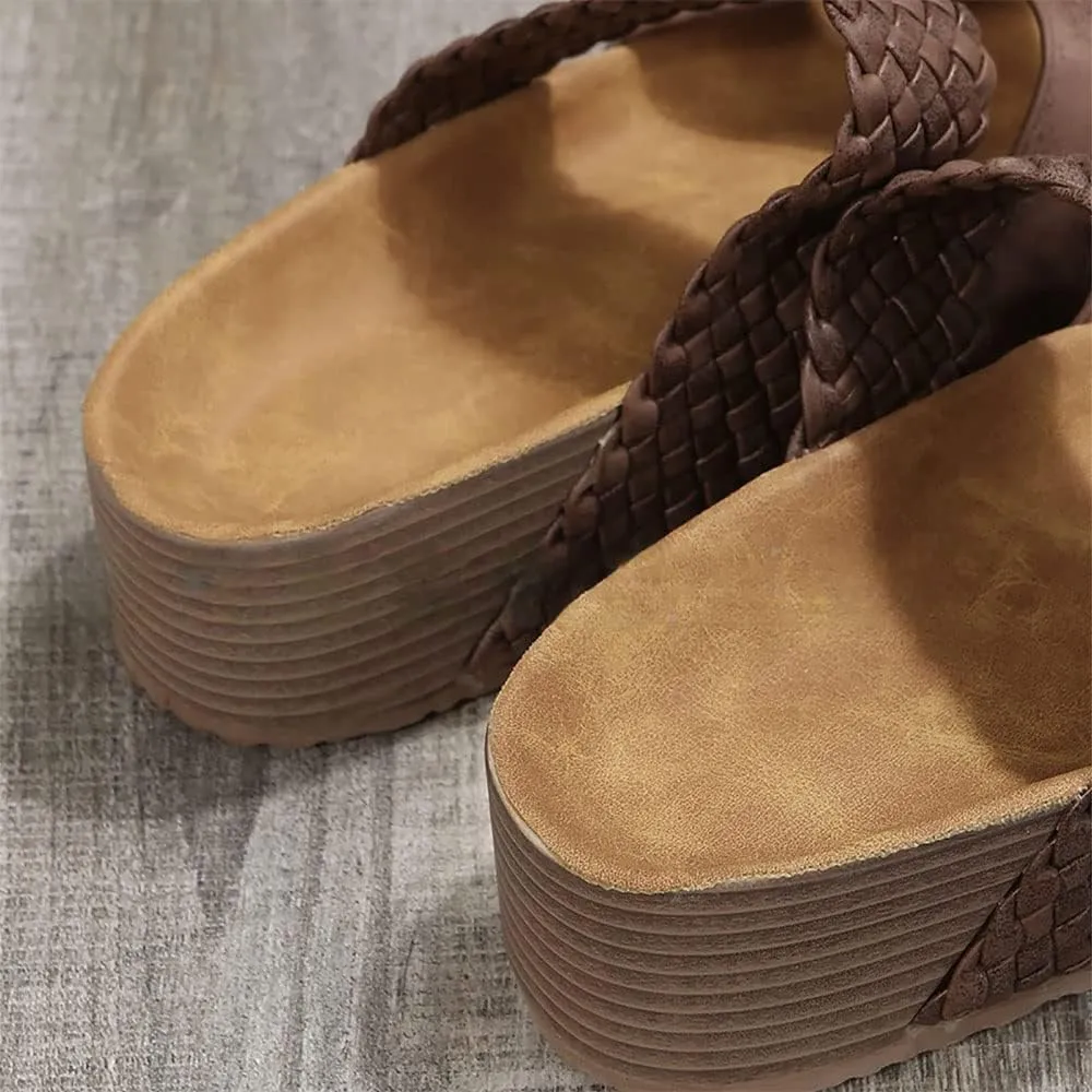 Cubicbee Women'S Espadrilles Platform Thick Soled Woven Sandals,Non-Slip Strappy Open Toe Beach Shoes