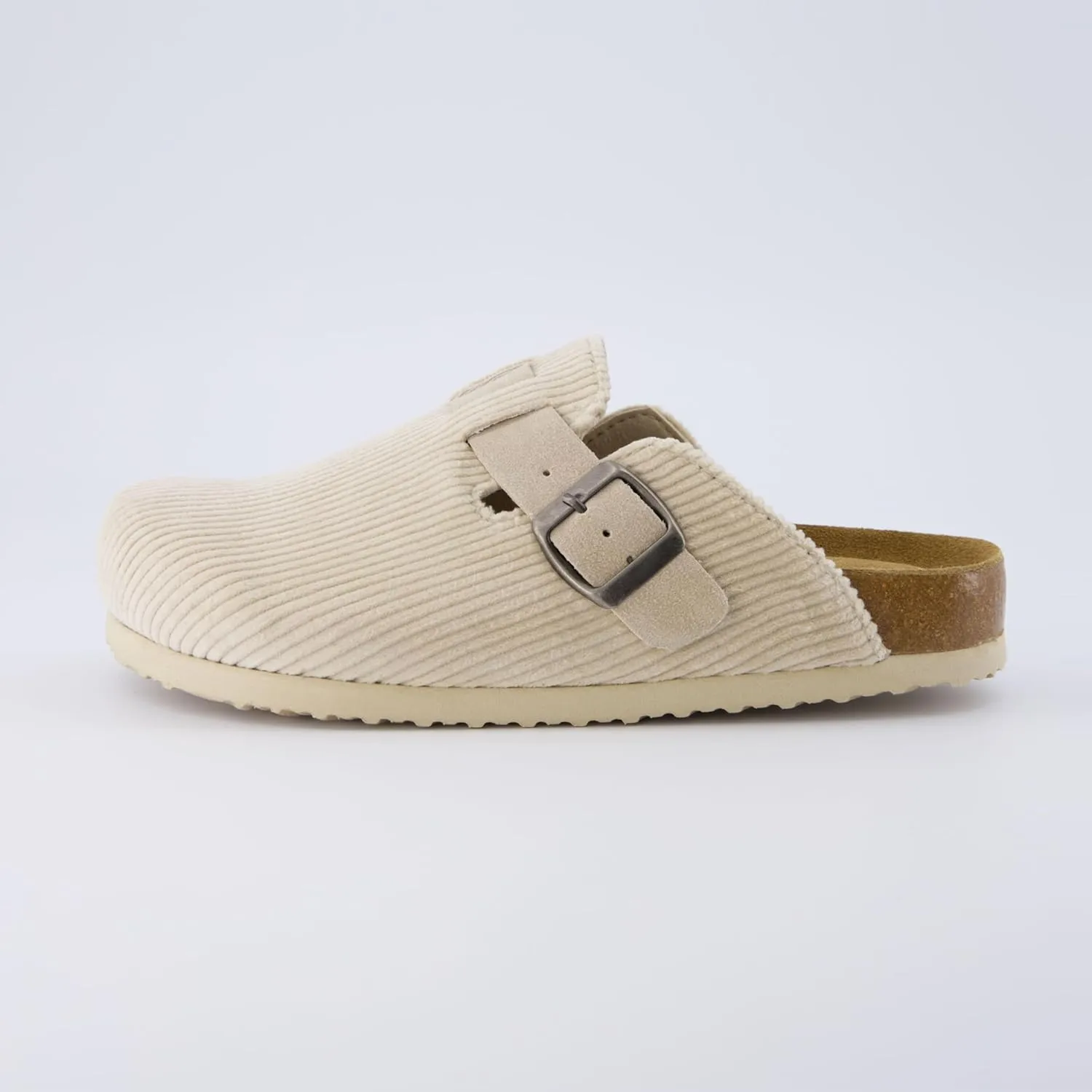 CUSHIONAIRE Hana Slip-On Buckle Clog with Cork Footbed  Memory Foam, Wide Widths Available