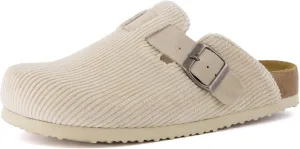 CUSHIONAIRE Hana Slip-On Buckle Clog with Cork Footbed  Memory Foam, Wide Widths Available