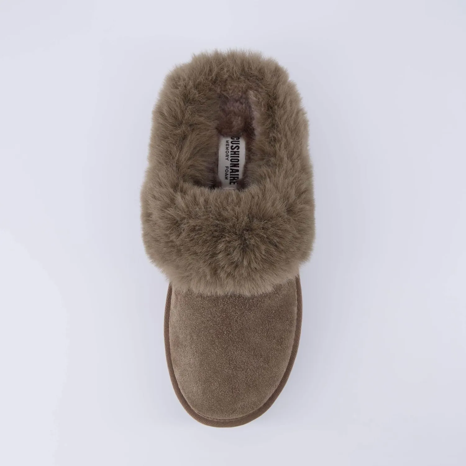 CUSHIONAIRE Women's Husky Genuine Suede cozy mule Platform  Memory Foam, Wide Widths Available