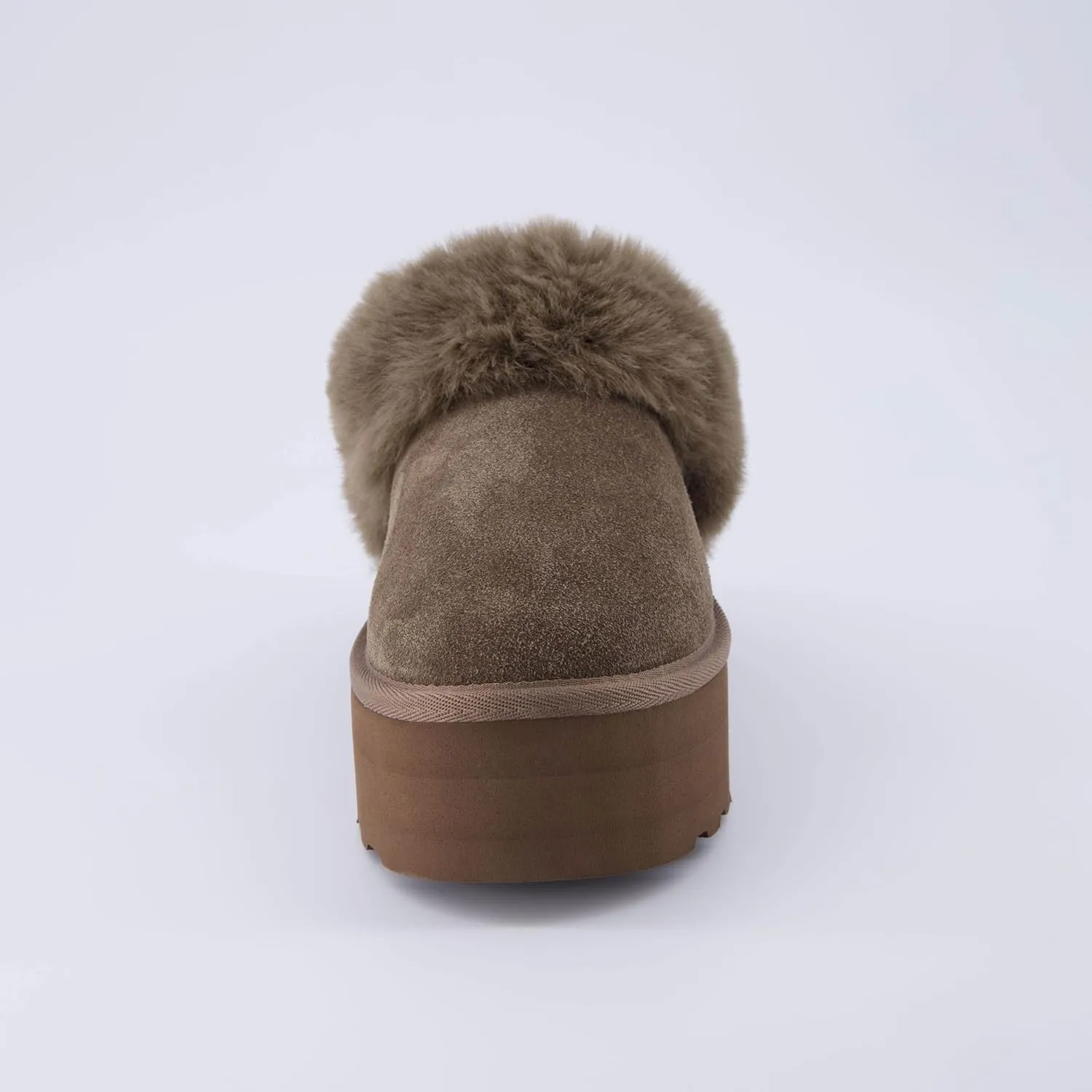 CUSHIONAIRE Women's Husky Genuine Suede cozy mule Platform  Memory Foam, Wide Widths Available