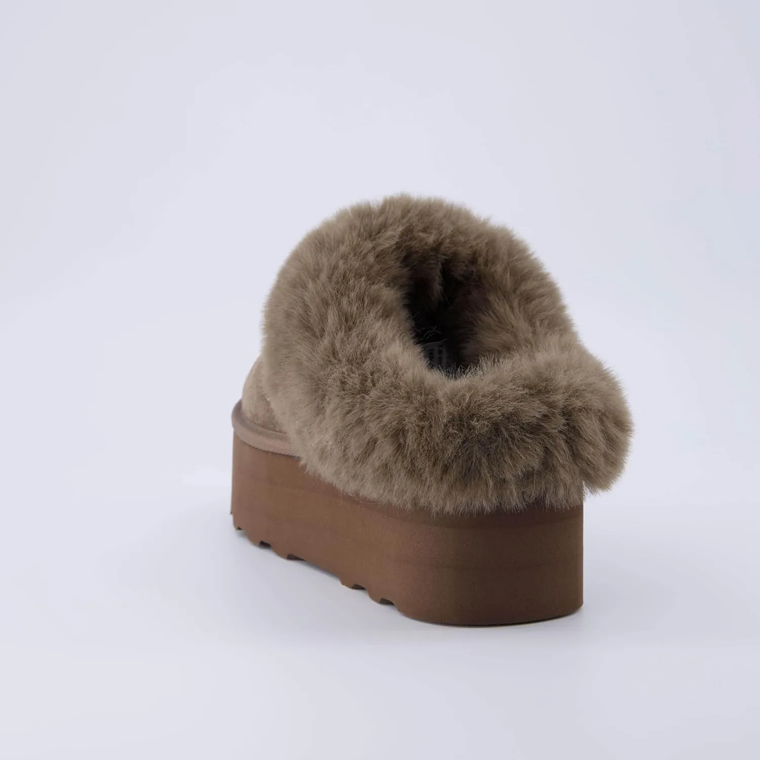 CUSHIONAIRE Women's Husky Genuine Suede cozy mule Platform  Memory Foam, Wide Widths Available