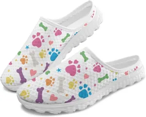 Cute Paw Women's Garden Shoes Slip On Mules Novelty Sneakers with Memory Foam Anti-Slip EVA Outsole Loafers
