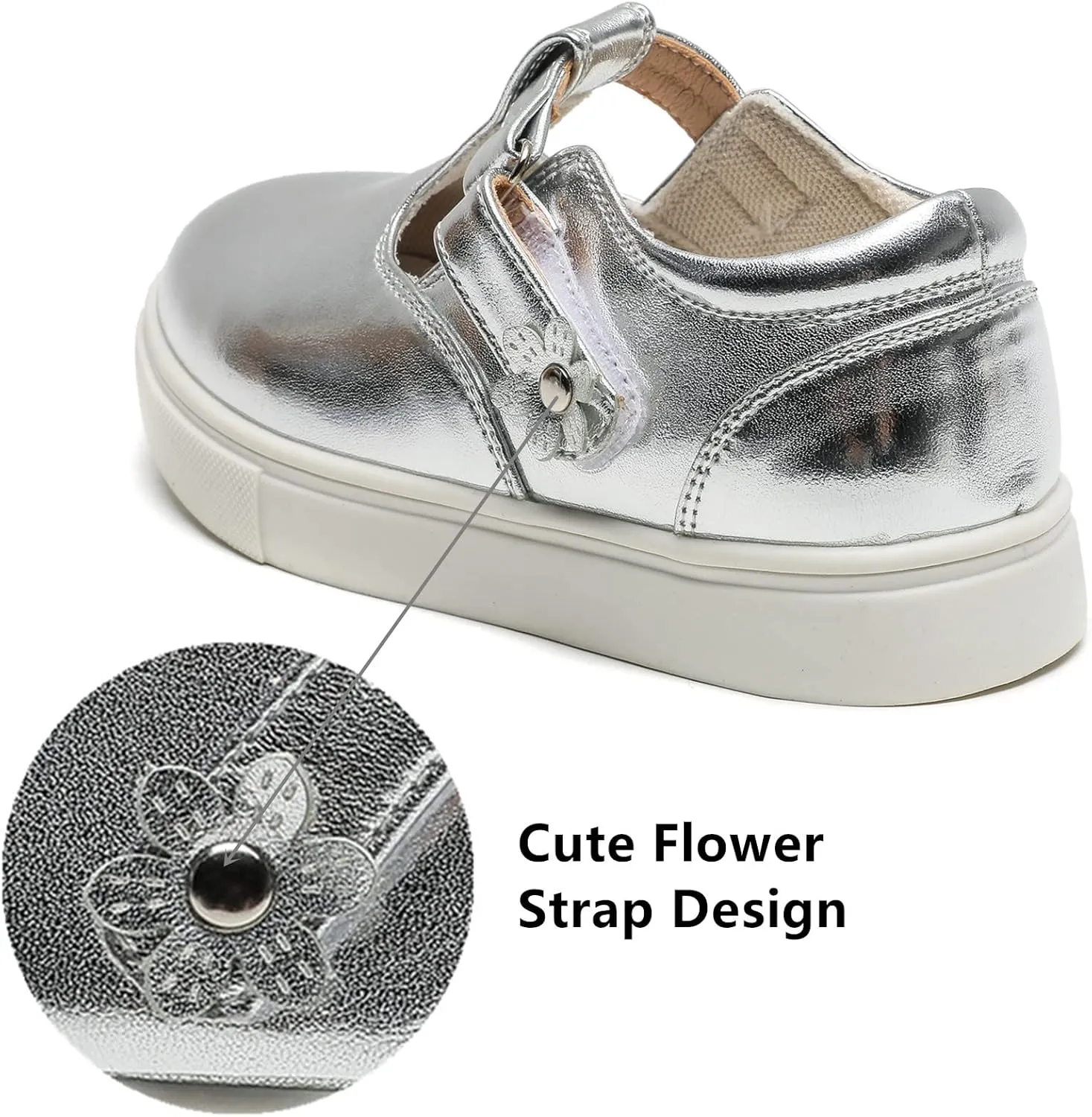 DADAWEN Girls Cute Mary Jane Flats School Uniform Shoes Comfort Sneakers (Toddler/Little Kid/Big Kid)