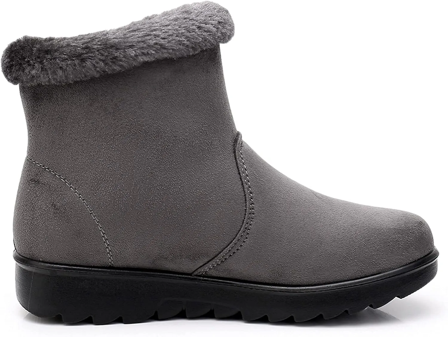 DADAWEN Women's Winter Warm Fur Lined Snow Boots Side Zipper Ankle Boots Outdoor Booties Comfortable Boots for Women