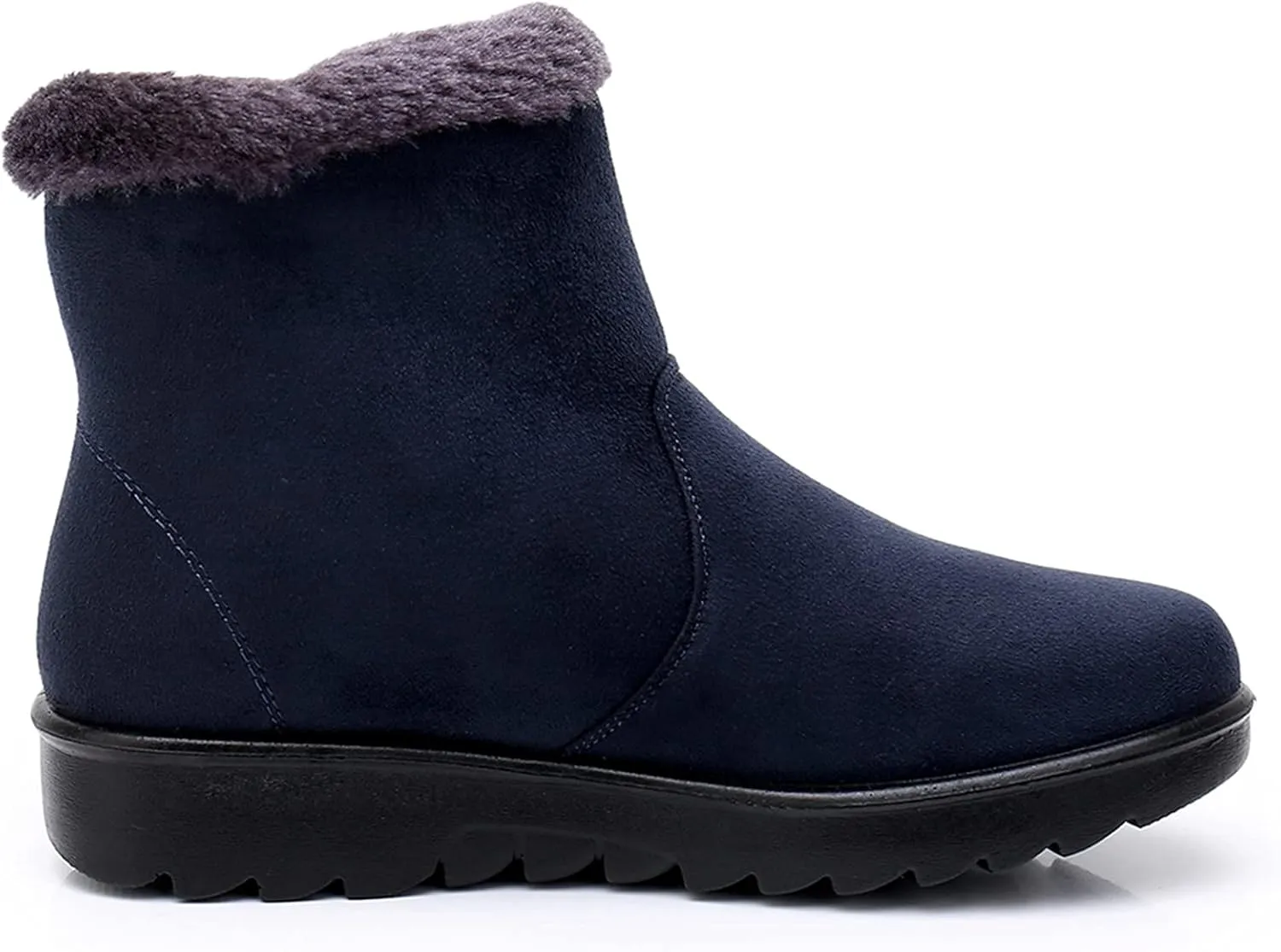 DADAWEN Women's Winter Warm Fur Lined Snow Boots Side Zipper Ankle Boots Outdoor Booties Comfortable Boots for Women