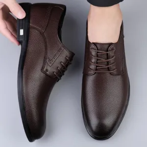 Daily Casual Lightweight Loafers Italy Classic Formal Business Dress Shoes Men's Luxury Solid Wingtip Lace Up Leather Shoes