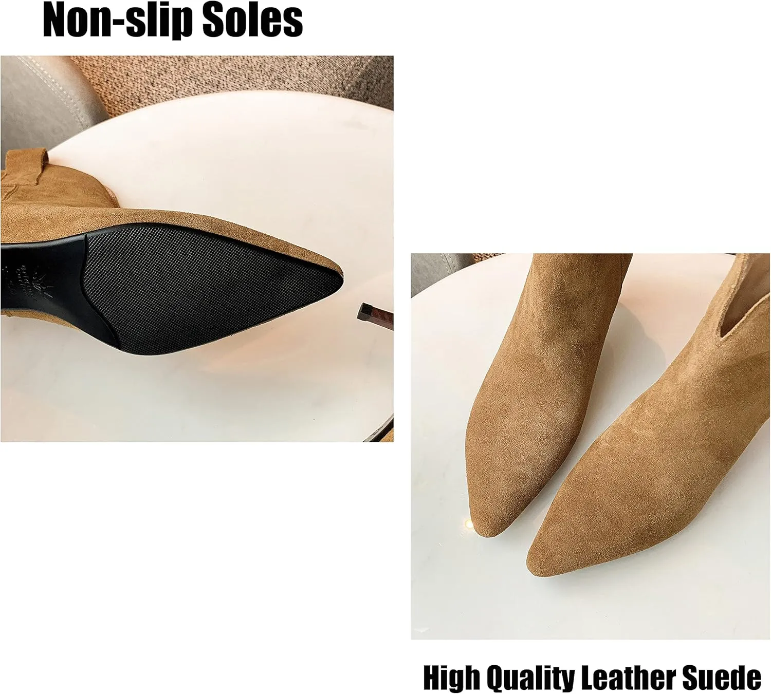Dance&Style Women's 2.36 Inches Kitten Heels Shoes Leather Suede Ankle Boots Retro Winter Boots