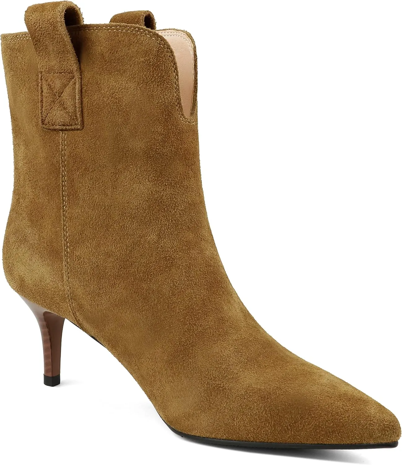 Dance&Style Women's 2.36 Inches Kitten Heels Shoes Leather Suede Ankle Boots Retro Winter Boots