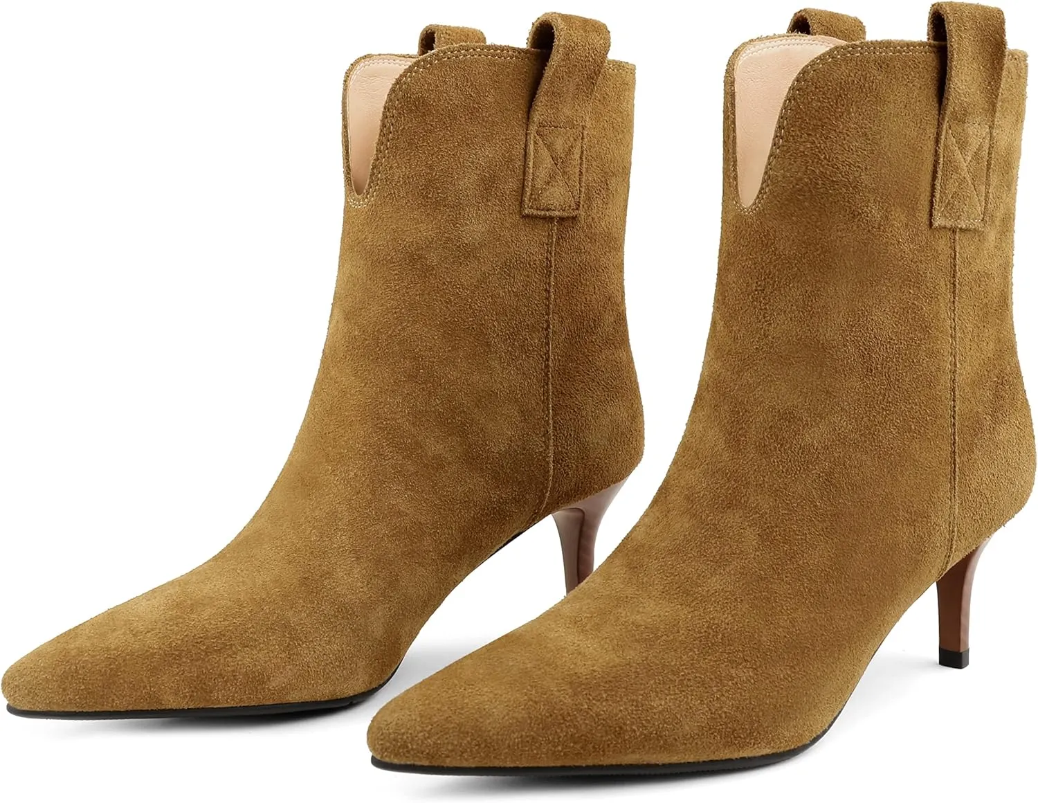 Dance&Style Women's 2.36 Inches Kitten Heels Shoes Leather Suede Ankle Boots Retro Winter Boots