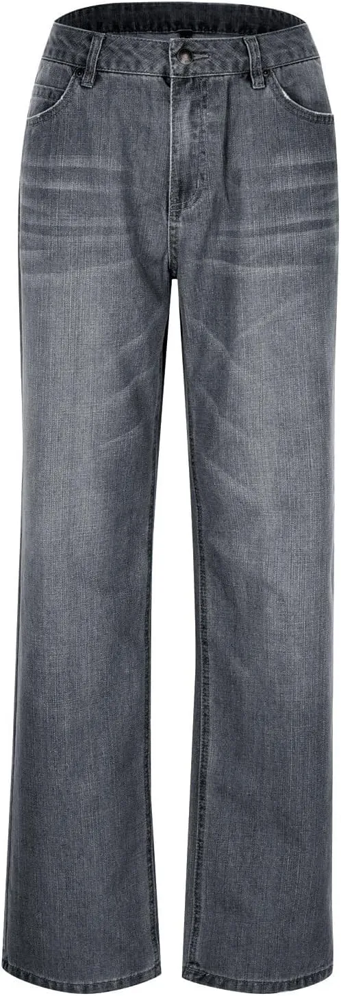 Denim Sweatpants Jeans for Women Trendy Low Rise Baggy Jeans Y2k Boyfriend Barrel Jeans Casual Loose Wide Leg Jeans