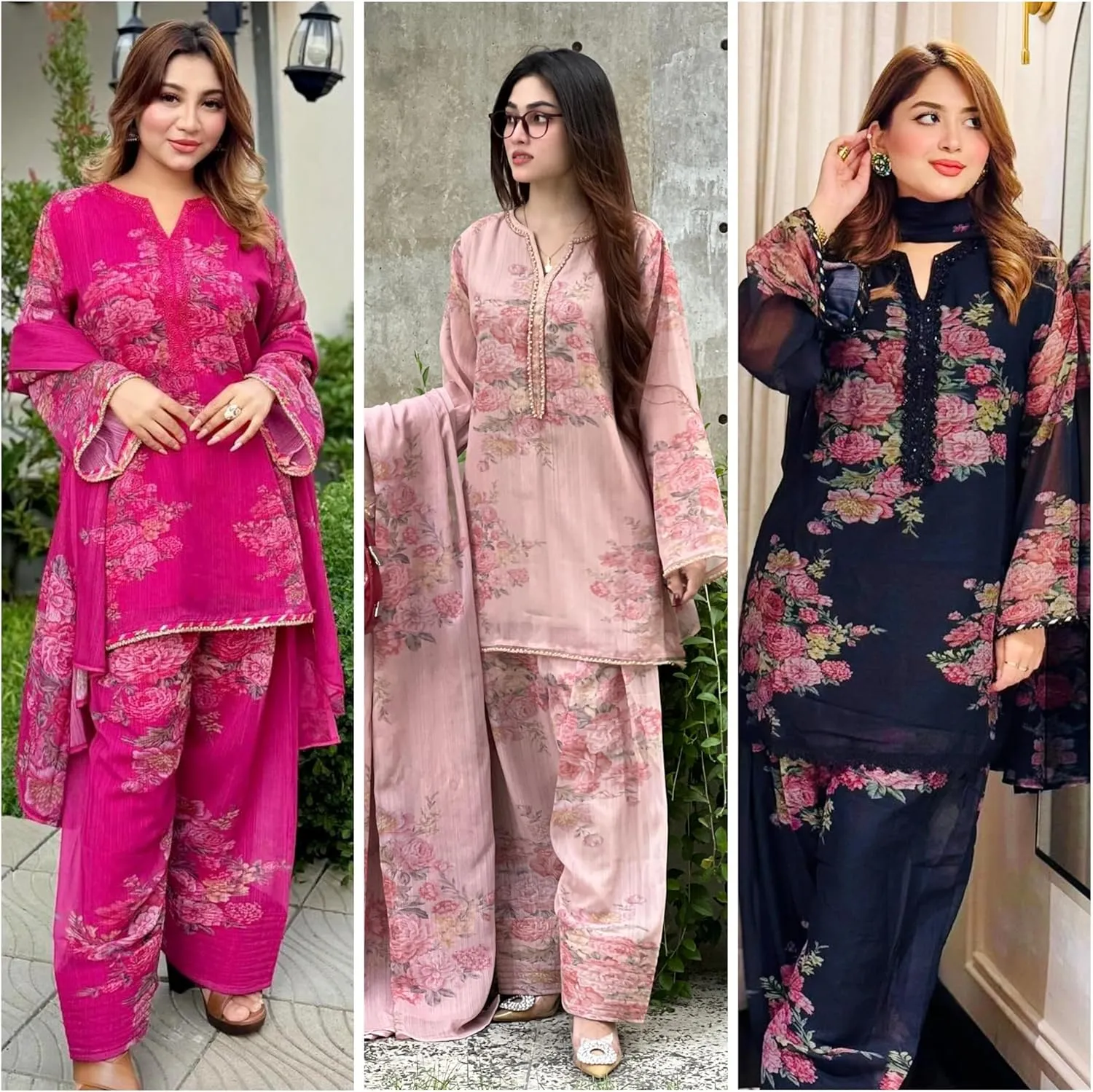 Designer Pink Faux Georgette Suit Set with Digital Print | Full Stitched Kurta, Farshi Pant & Dupatta | M to XXL