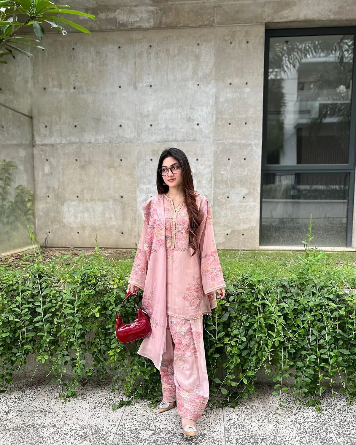 Designer Pink Faux Georgette Suit Set with Digital Print | Full Stitched Kurta, Farshi Pant & Dupatta | M to XXL