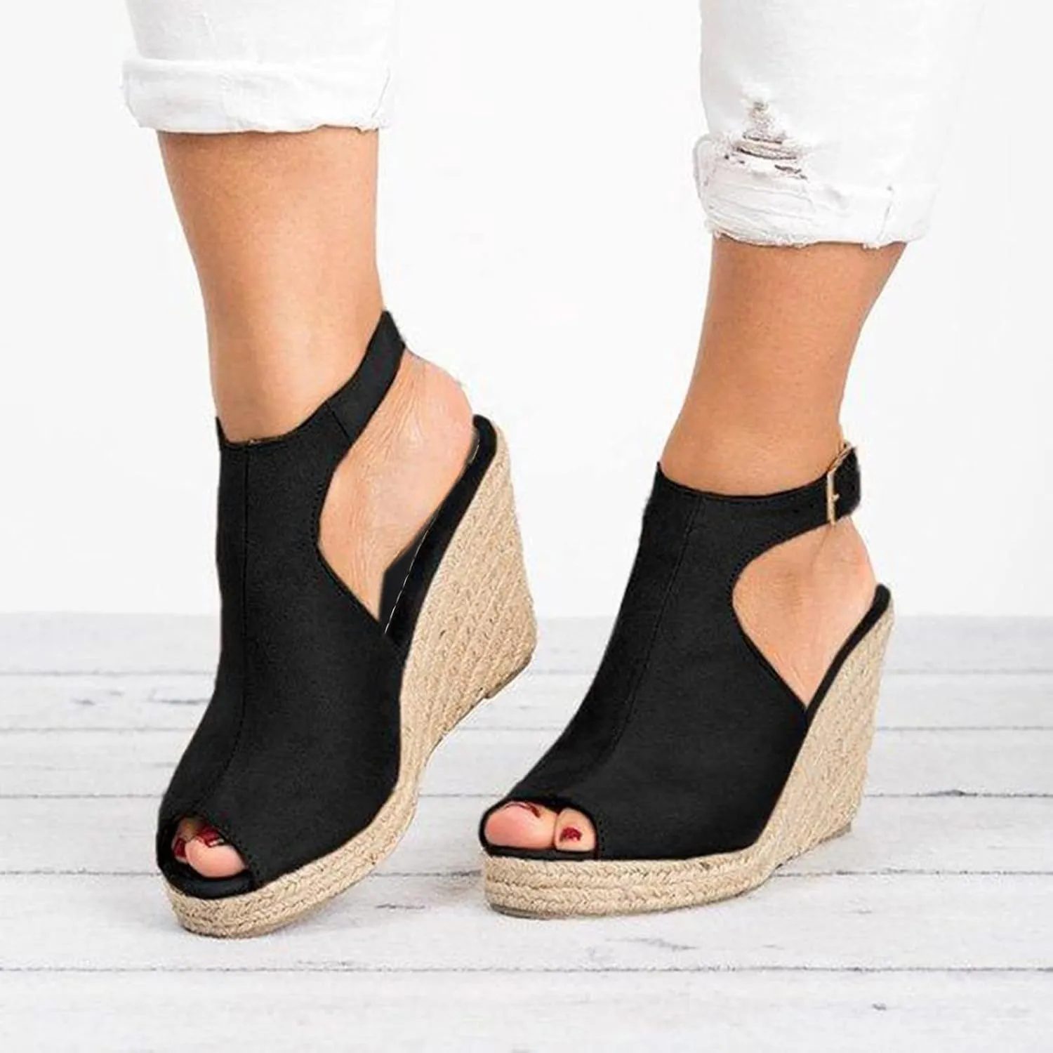 Dheva-C Platform Sandals Women Summer Dressy Fashion Espadrilles Sandals Wedges Sandals Platform Casual Summer High Heels Open Toe Sandals Slip on Shoes Women