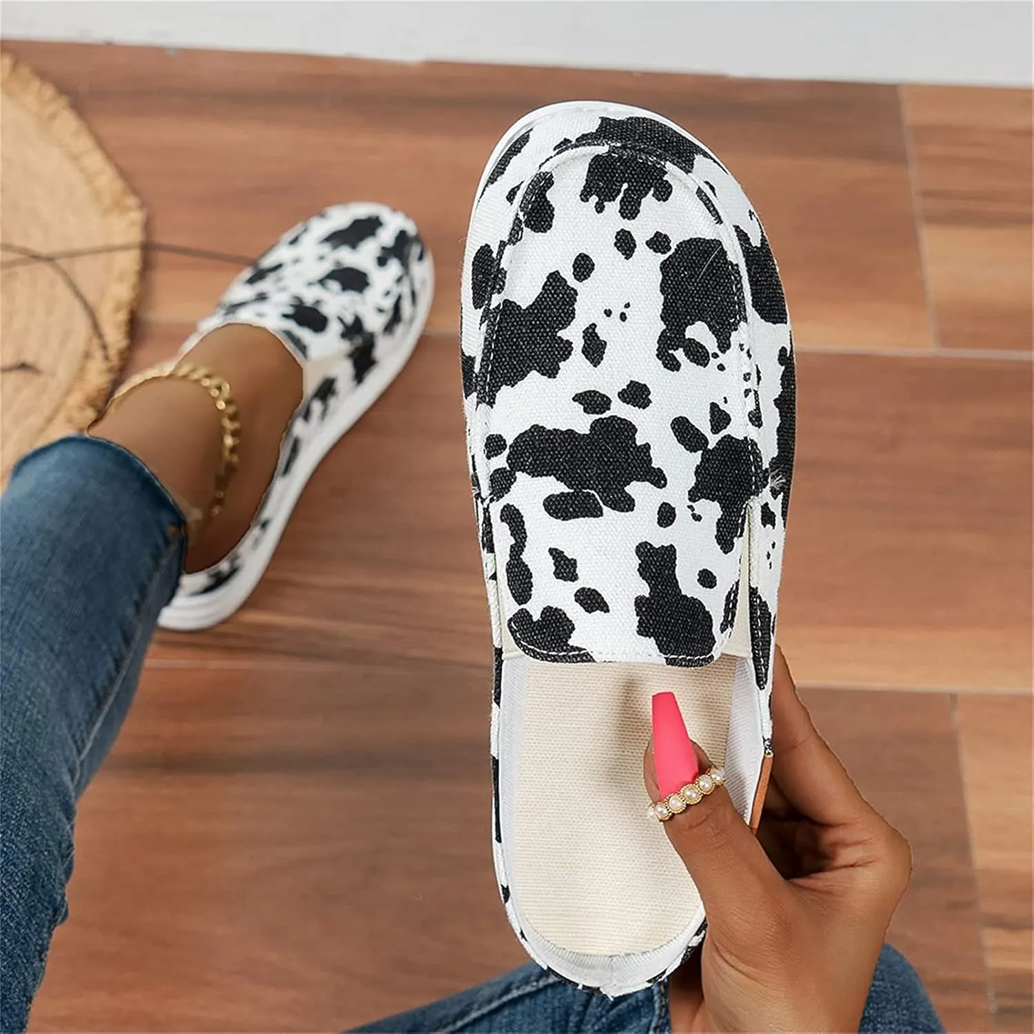 DOIX Women's Canvas Mules - Grey, One Size (US 11) - Memory Foam Insole & Outsole - Casual, Comfortable Slip On Slides - Walking, Party - Spring, Summer