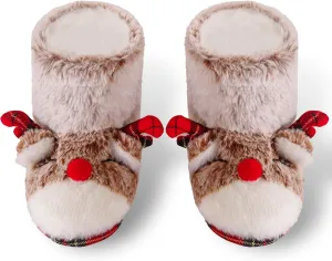 Dream Bridge Girls Kids Slippers Booties Home House Slippers Boots Toddler Cute Plush Fleece Warm Cartoon Indoor Outdoor Slip on Fluffy Booties Rainbow Shoes for Boys Girls
