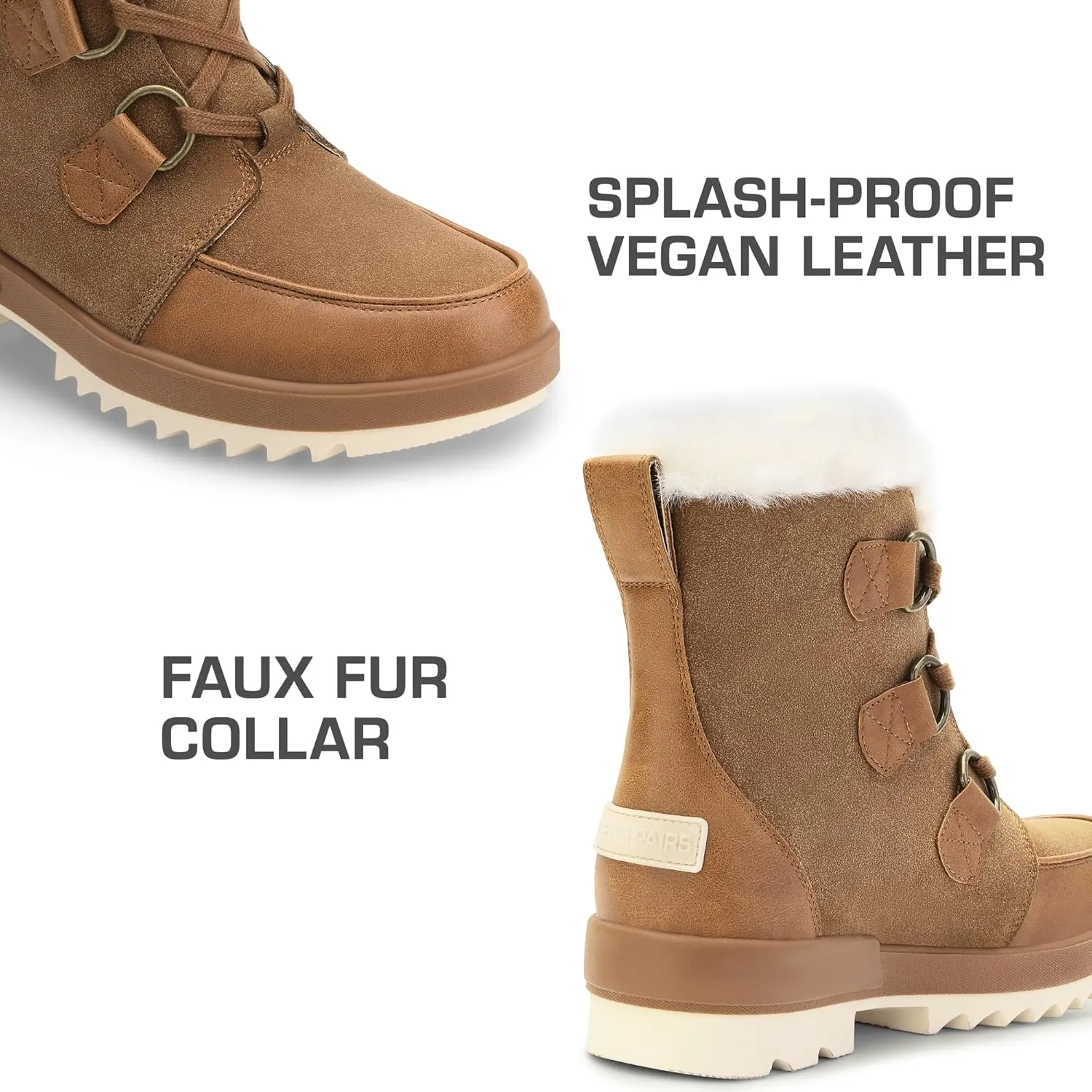 DREAM PAIRS Ankle Winter Boots for Women Snow Boots Anti-Slip Resistant Classic Warm Faux Fur Lined Lace Up for Outdoor Hiking Walking