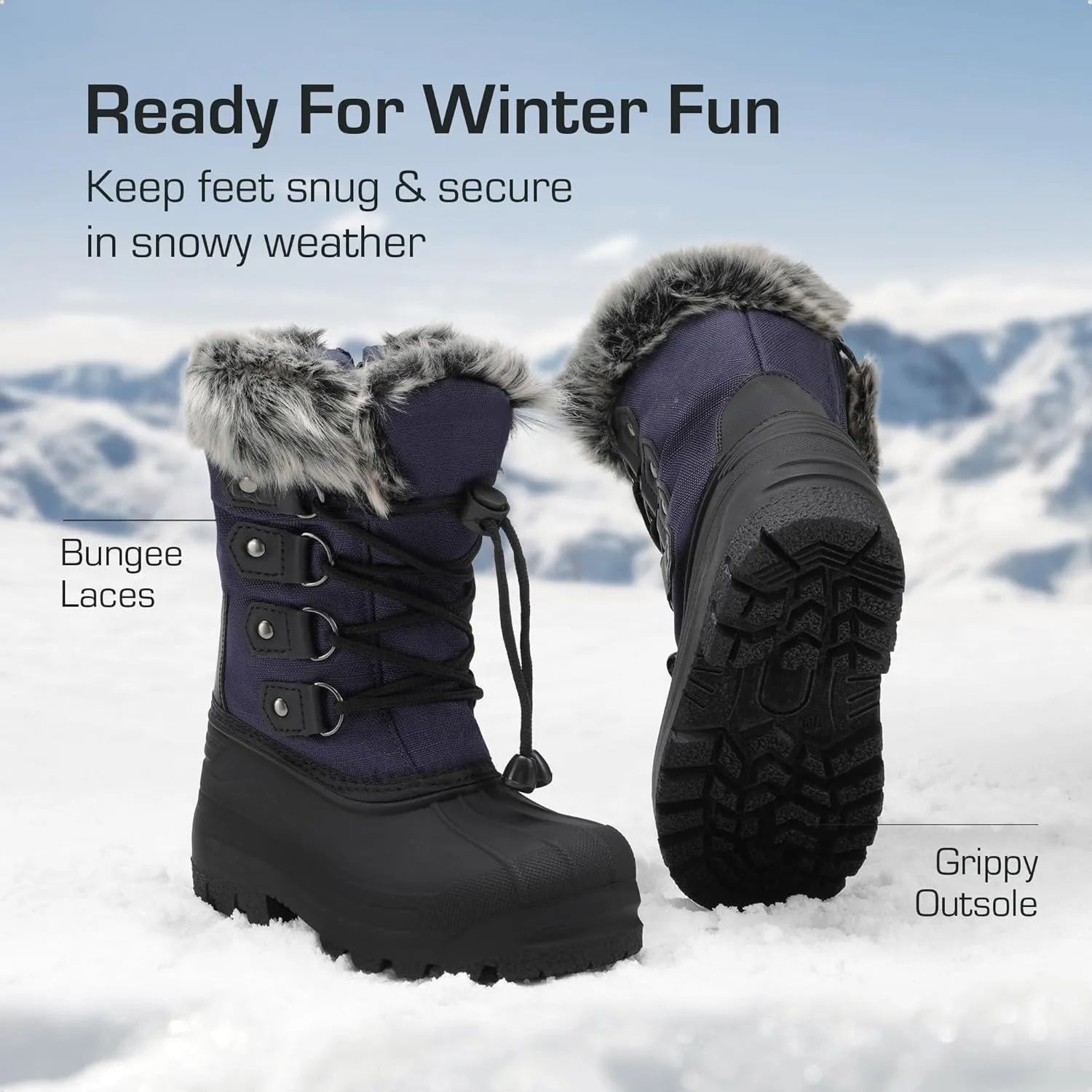 DREAM PAIRS Boys & Girls Waterproof Winter Snow Boots for Little Kid/Big Kid