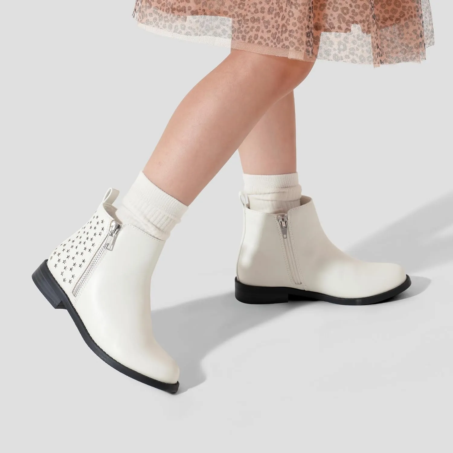 DREAM PAIRS Girls Ankle Boots with Side Zipper Low Heels Toddler/Little Kid/Big Kid