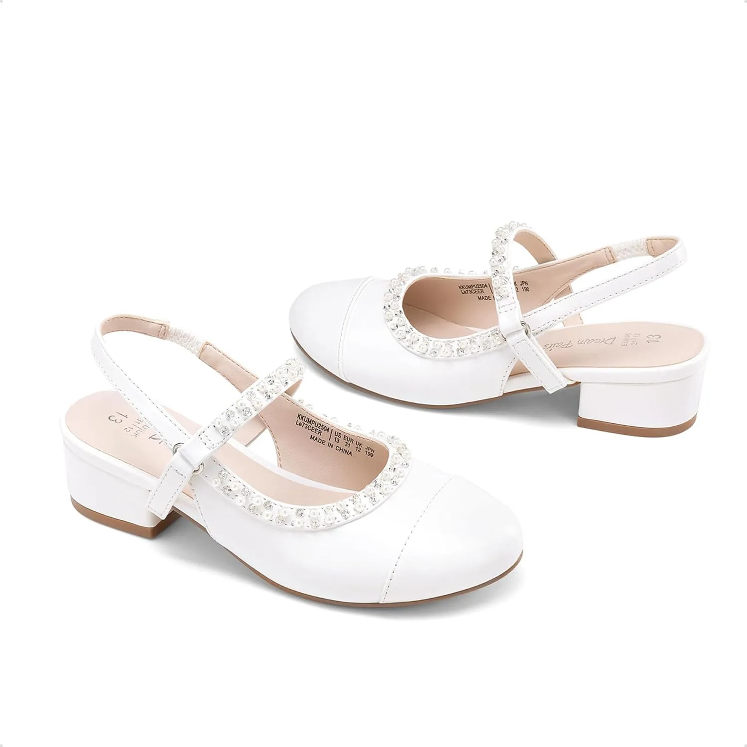 DREAM PAIRS Girls Dress Shoes Slingback Heels Round Toe Pump for Little Big Kids Flower Party Wedding Princess