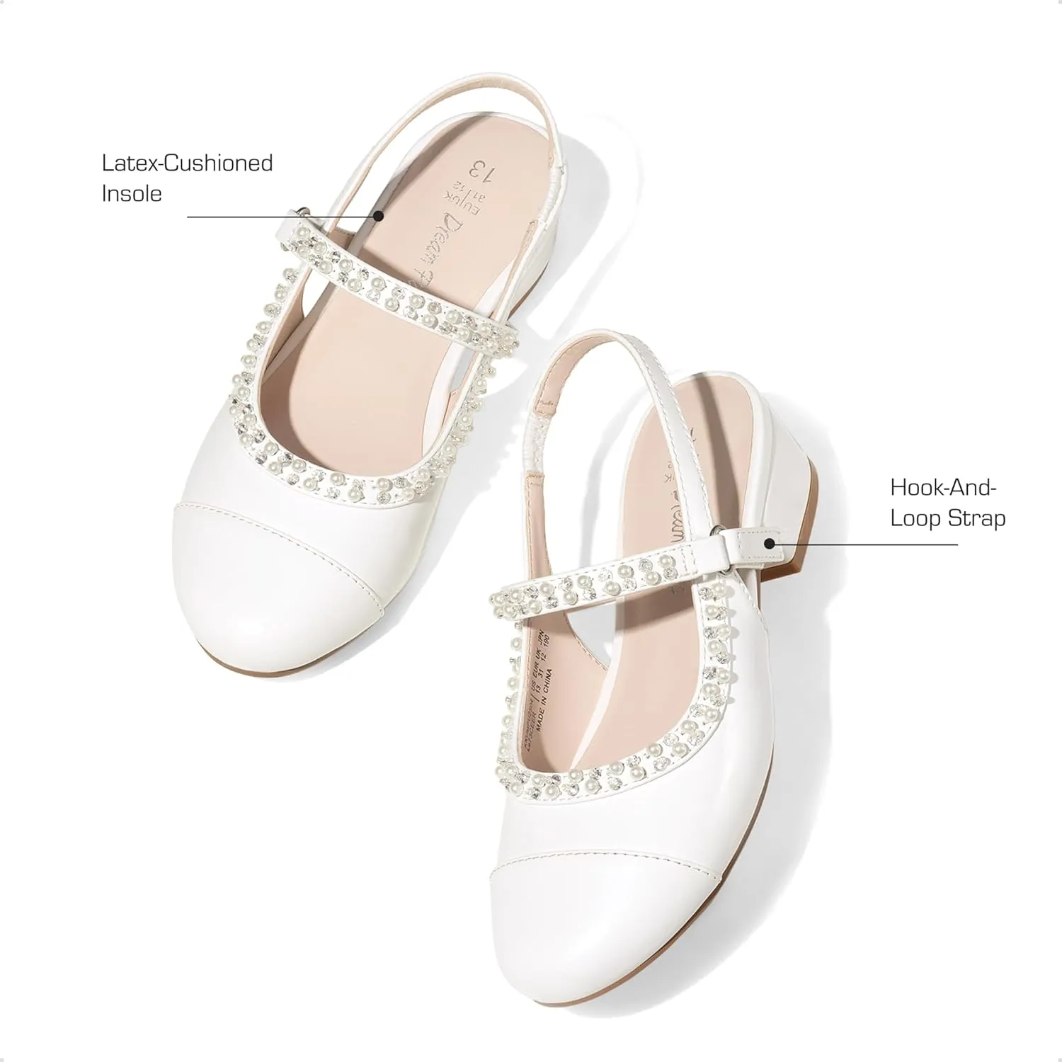 DREAM PAIRS Girls Dress Shoes Slingback Heels Round Toe Pump for Little Big Kids Flower Party Wedding Princess