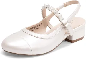 DREAM PAIRS Girls Dress Shoes Slingback Heels Round Toe Pump for Little Big Kids Flower Party Wedding Princess