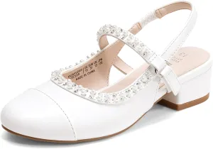 DREAM PAIRS Girls Dress Shoes Slingback Heels Round Toe Pump for Little Big Kids Flower Party Wedding Princess