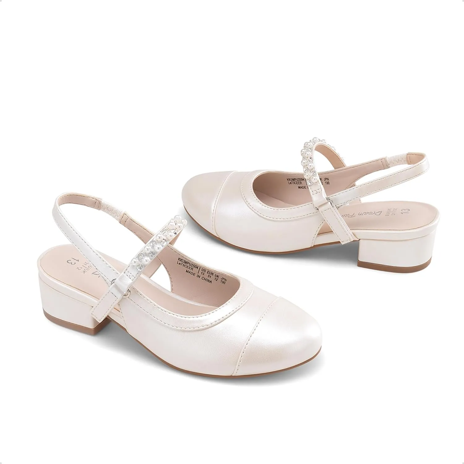 DREAM PAIRS Girls Dress Shoes Slingback Heels Round Toe Pump for Little Big Kids Flower Party Wedding Princess