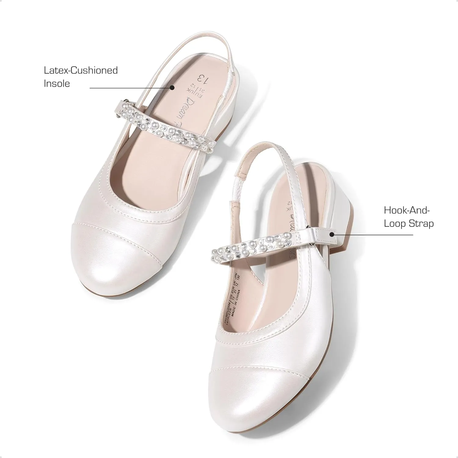 DREAM PAIRS Girls Dress Shoes Slingback Heels Round Toe Pump for Little Big Kids Flower Party Wedding Princess