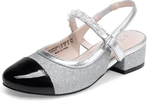 DREAM PAIRS Girls Dress Shoes Slingback Heels Round Toe Pump for Little Big Kids Flower Party Wedding Princess