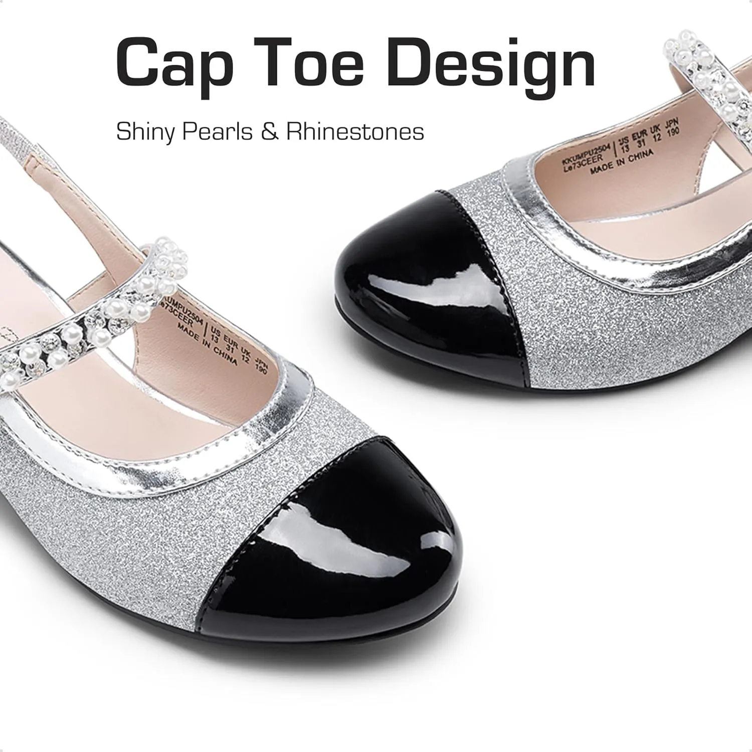 DREAM PAIRS Girls Dress Shoes Slingback Heels Round Toe Pump for Little Big Kids Flower Party Wedding Princess