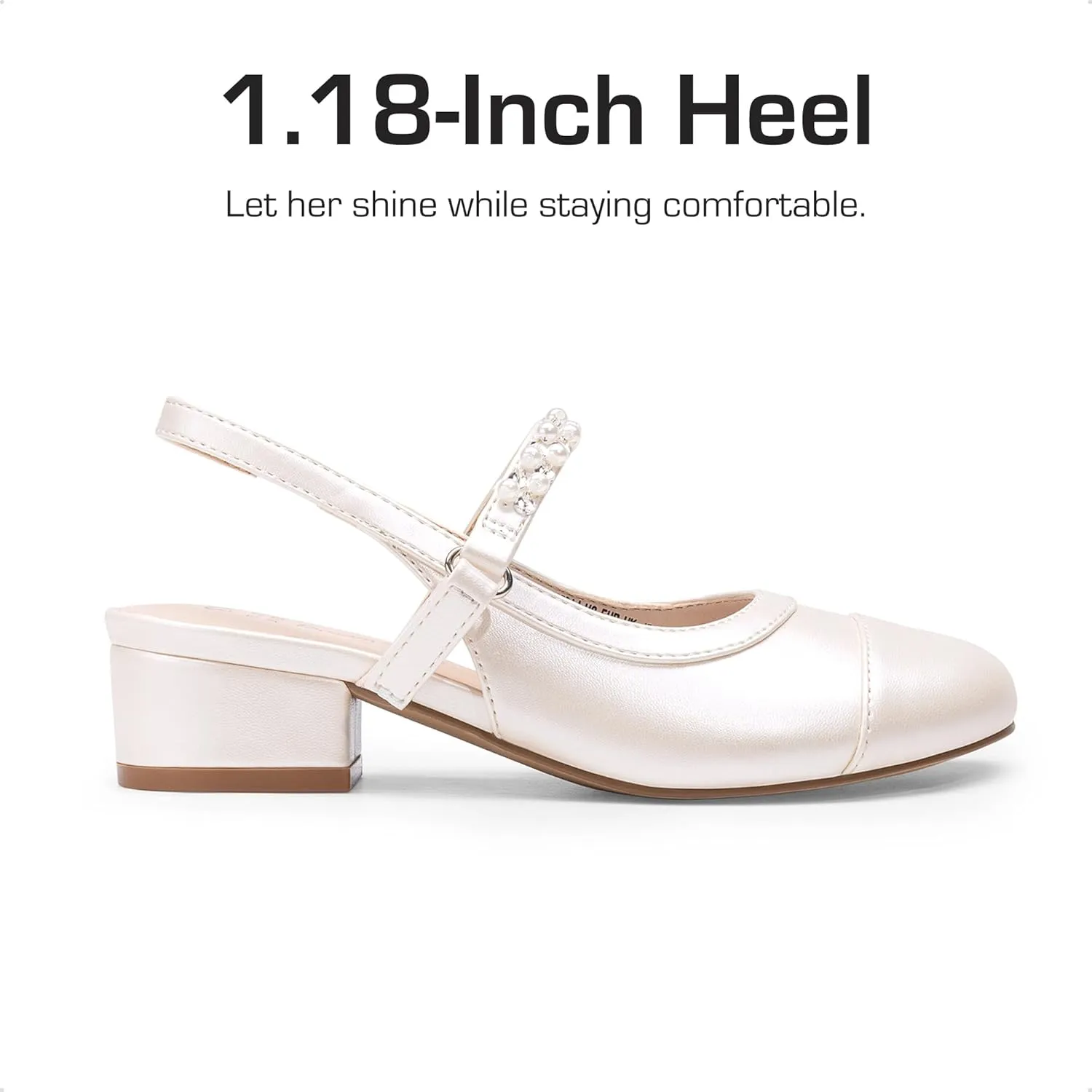 DREAM PAIRS Girls Dress Shoes Slingback Heels Round Toe Pump for Little Big Kids Flower Party Wedding Princess