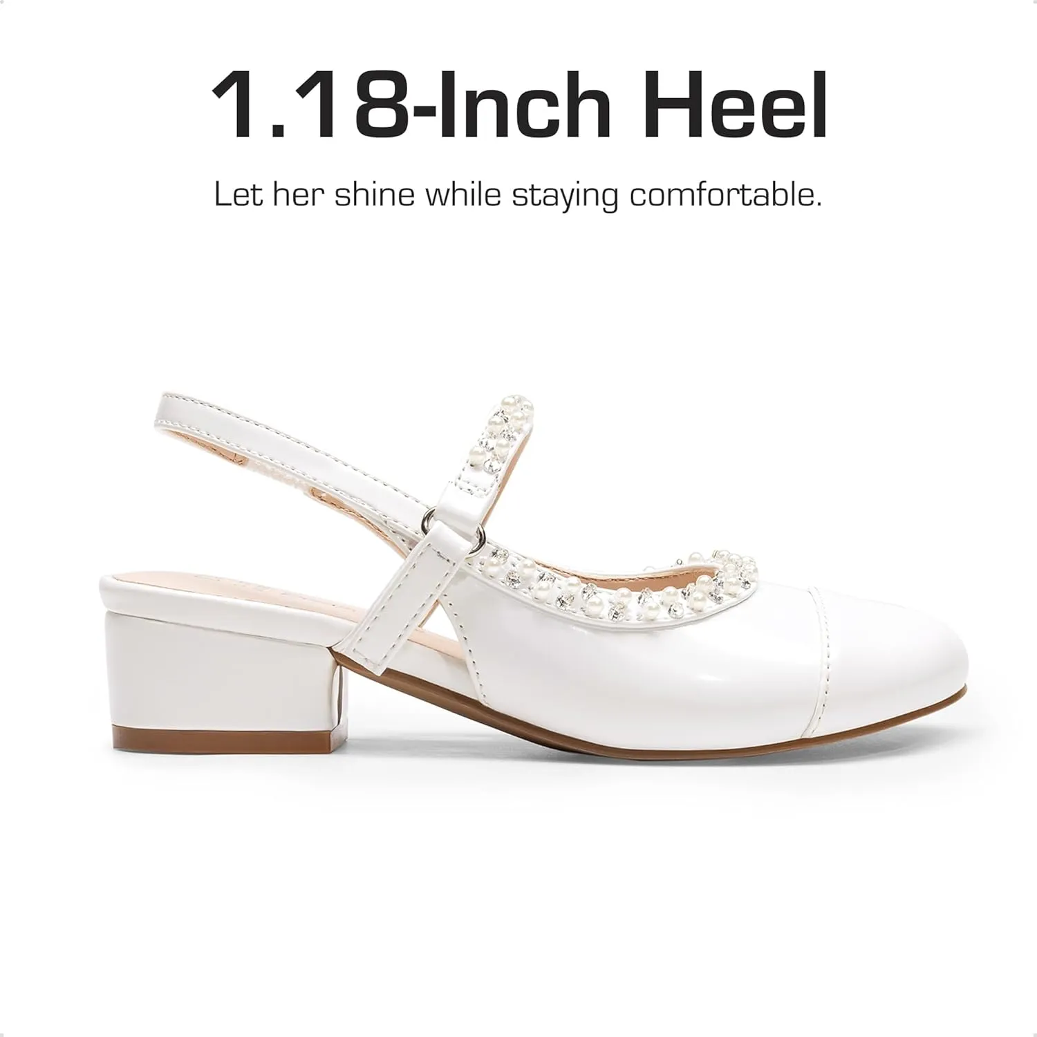 DREAM PAIRS Girls Dress Shoes Slingback Heels Round Toe Pump for Little Big Kids Flower Party Wedding Princess