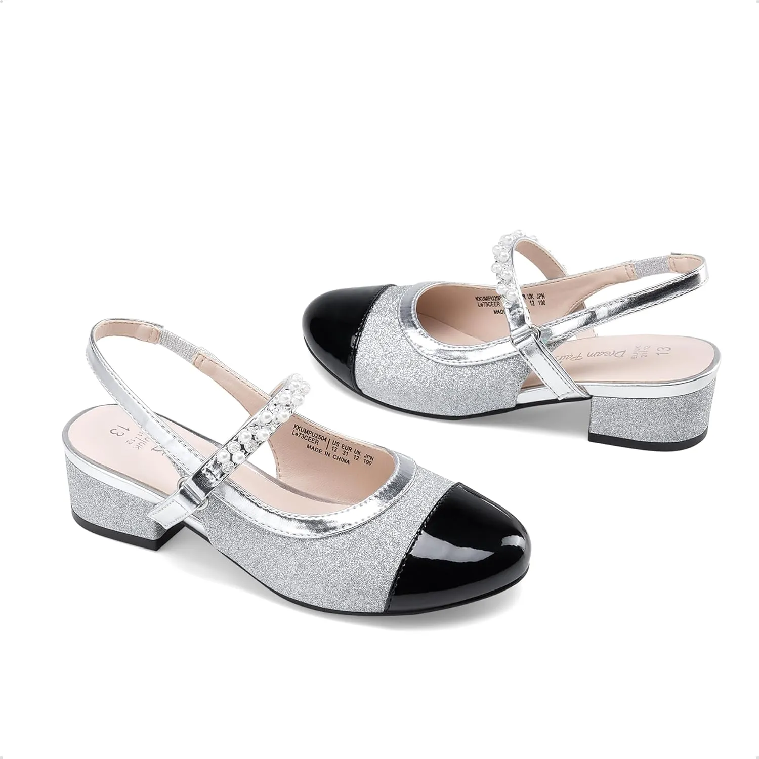 DREAM PAIRS Girls Dress Shoes Slingback Heels Round Toe Pump for Little Big Kids Flower Party Wedding Princess