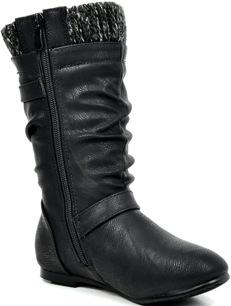 DREAM PAIRS Girl's Faux Fur Lined Knee High Winter Riding Boots(Toddler/Little Kid/Big Kid)