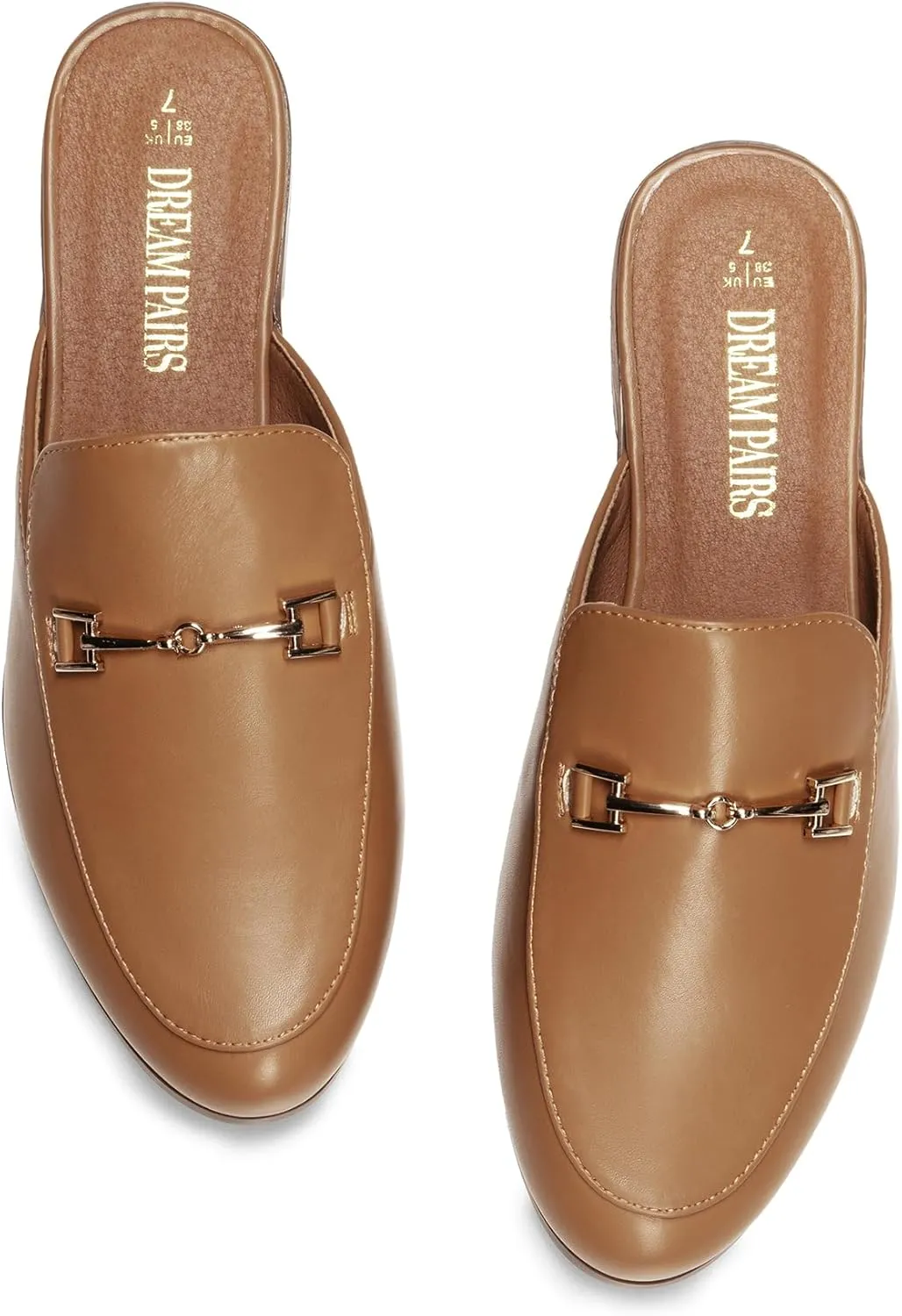 DREAM PAIRS Mules for Women Flats Comfortable Buckle Mules Slip on Slides Backless Loafers Shoes