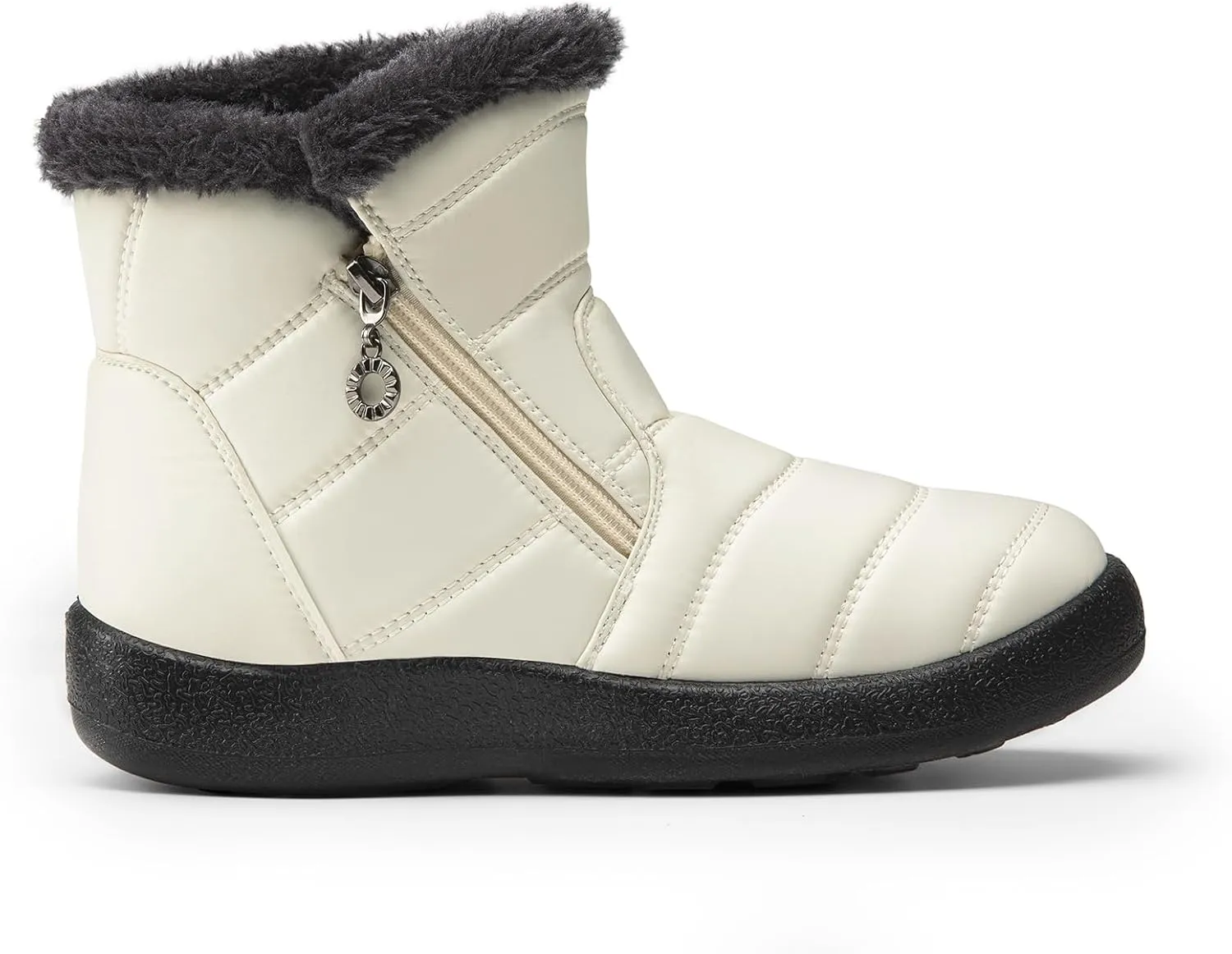 DREAM PAIRS Winter Boots for Women Warm Fur Lined with Zipper Flat Ankle Boots Comfortable Lightweight Outdoor Indoor Booties