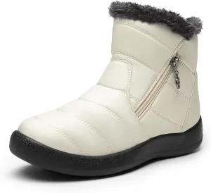 DREAM PAIRS Winter Boots for Women Warm Fur Lined with Zipper Flat Ankle Boots Comfortable Lightweight Outdoor Indoor Booties