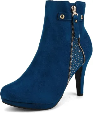 DREAM PAIRS Women's Ankle Boots High Stiletto Heel Booties Fashion Zipper Short Boots