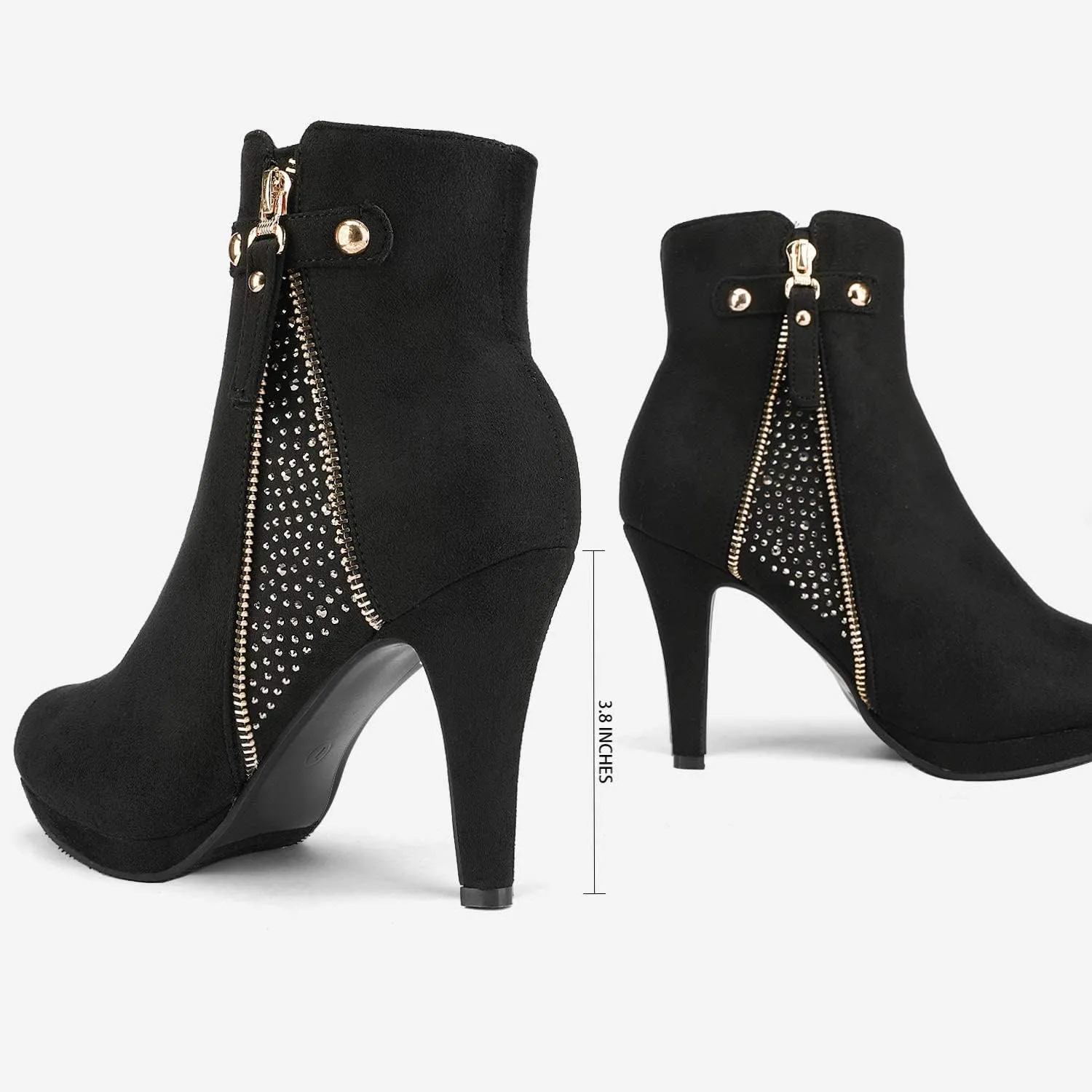 DREAM PAIRS Women's Ankle Boots High Stiletto Heel Booties Fashion Zipper Short Boots