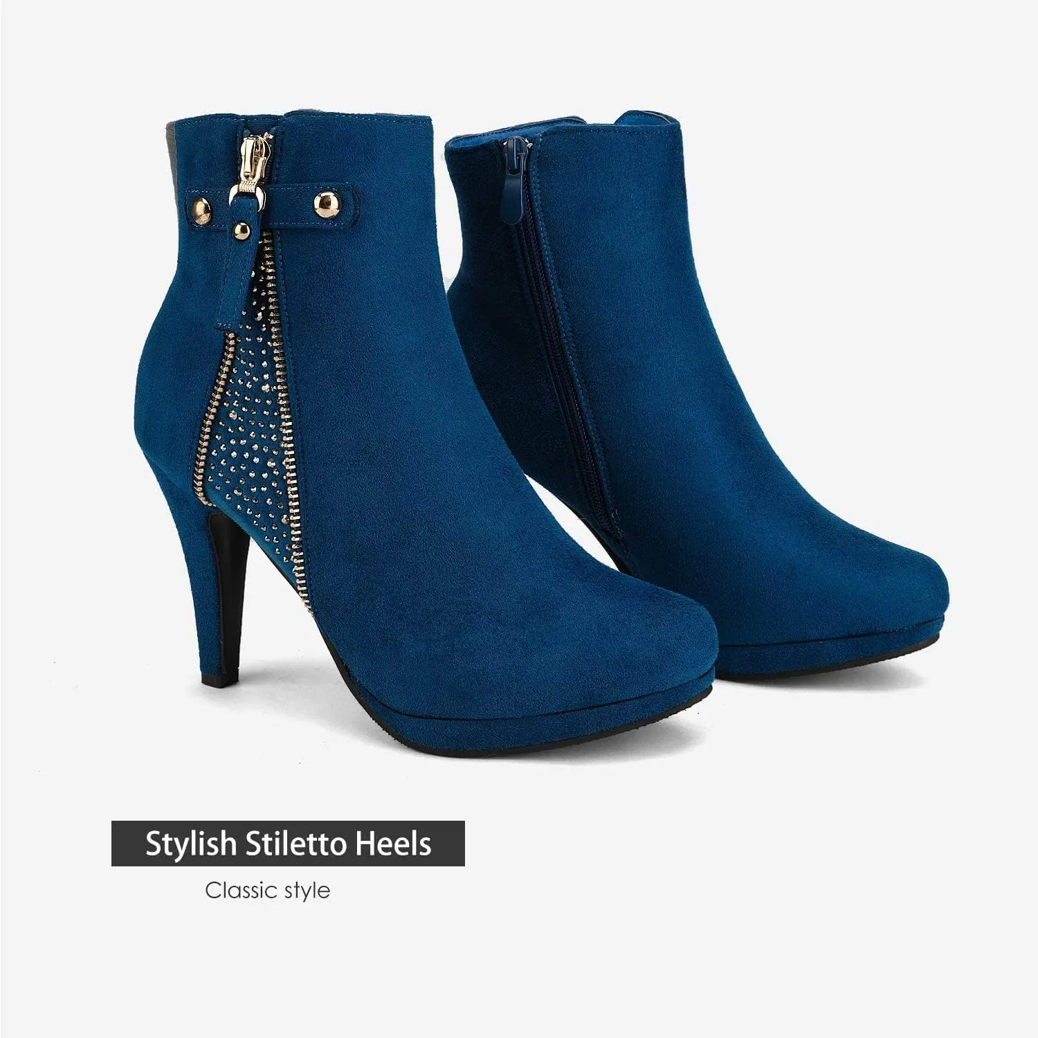 DREAM PAIRS Women's Ankle Boots High Stiletto Heel Booties Fashion Zipper Short Boots