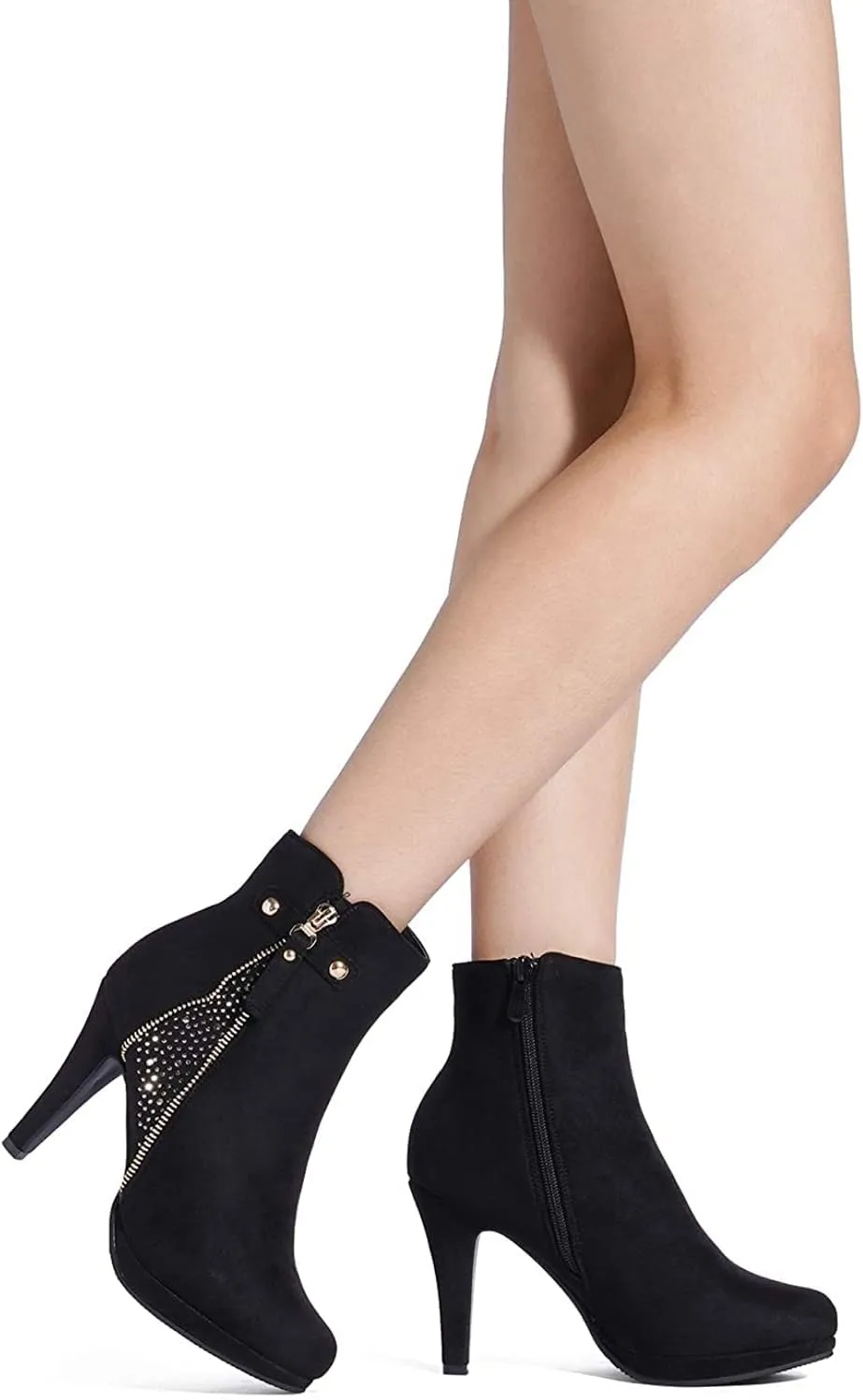 DREAM PAIRS Women's Ankle Boots High Stiletto Heel Booties Fashion Zipper Short Boots