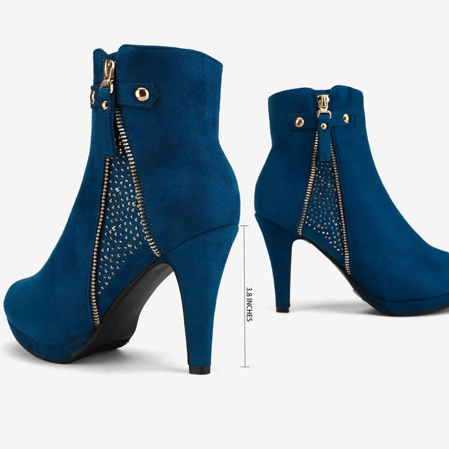 DREAM PAIRS Women's Ankle Boots High Stiletto Heel Booties Fashion Zipper Short Boots