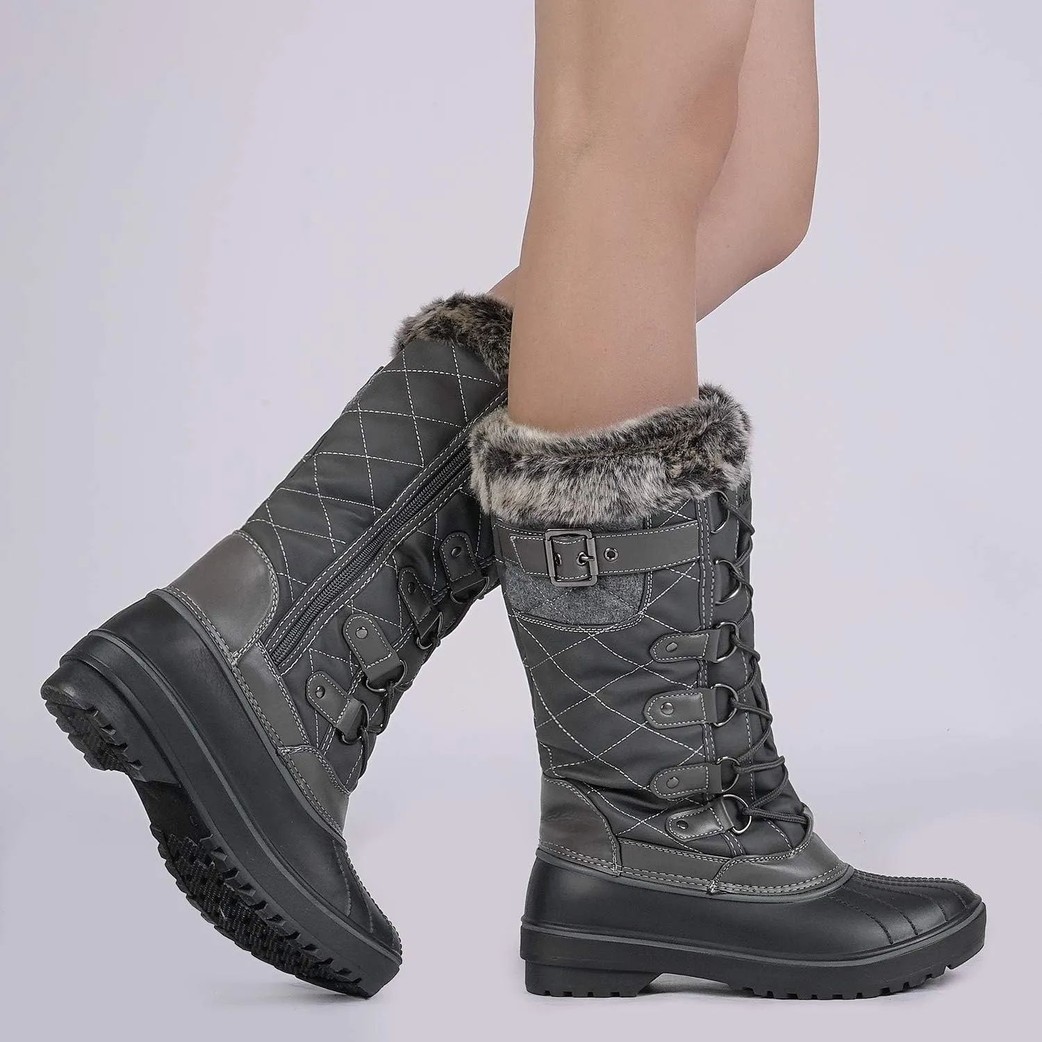 DREAM PAIRS Women's DP Warm Faux Fur Lined Mid Calf Winter Snow Boots