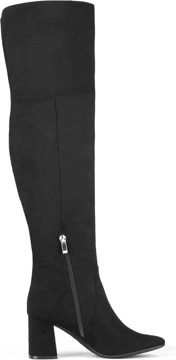 DREAM PAIRS Women’s Thigh High Over the Knee Fashion Chunky Heel Long Boots