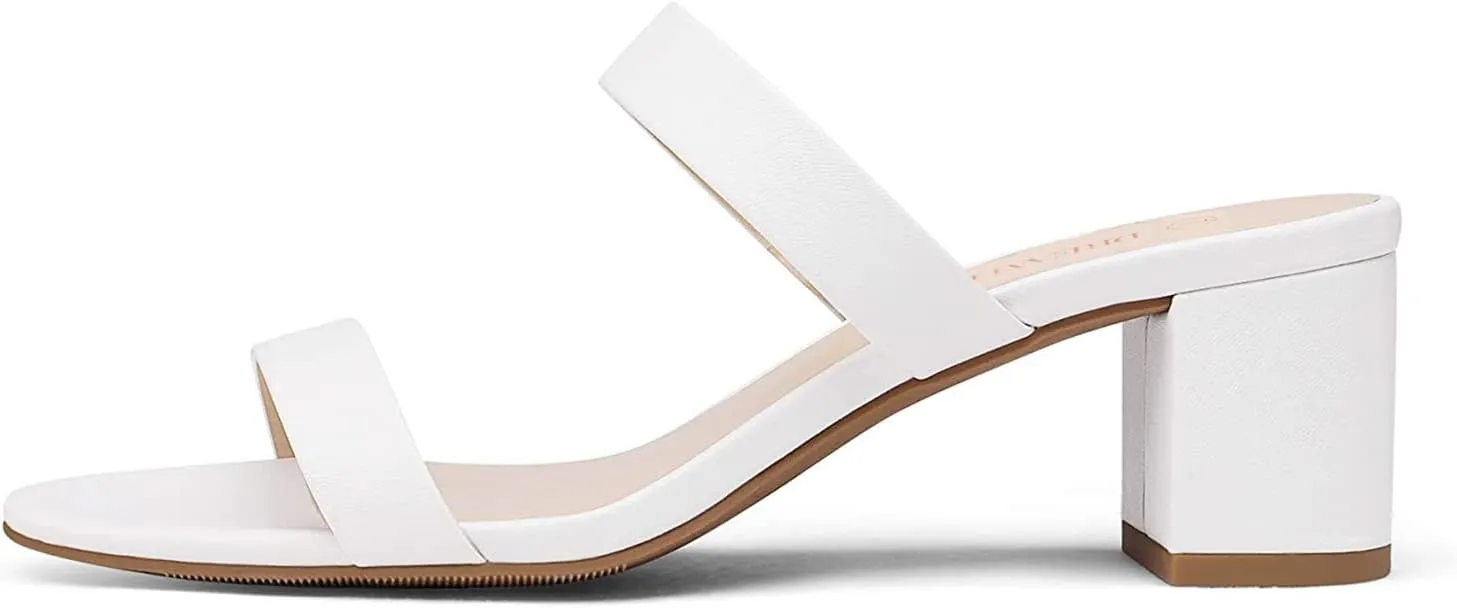 DREAM PAIRS Women's Two Strap Open Toe Low Block Chunky Heels Sandals Dress Pumps Casual Summer Mules Shoes