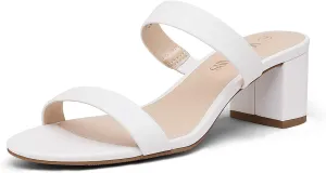 DREAM PAIRS Women's Two Strap Open Toe Low Block Chunky Heels Sandals Dress Pumps Casual Summer Mules Shoes