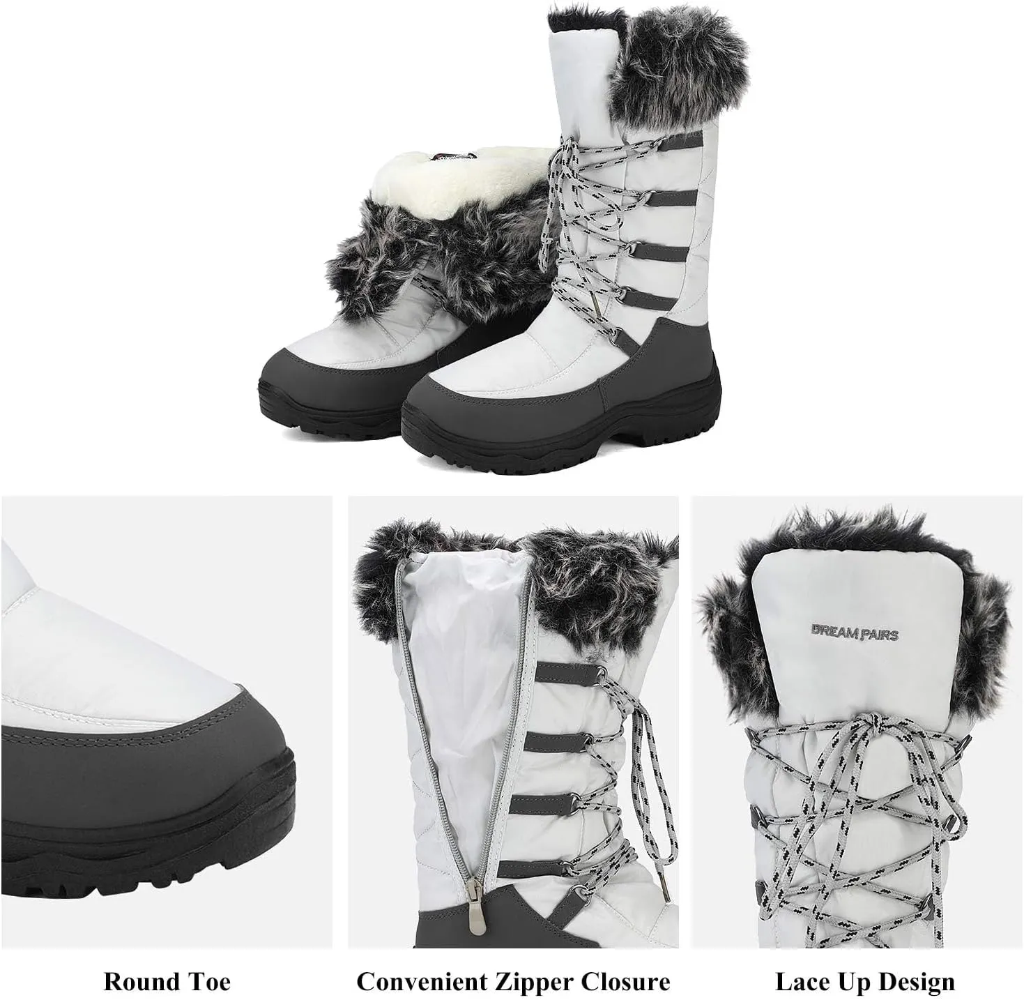 DREAM PAIRS Women's Warm Faux Fur Lined Mid-Calf Winter Snow Boots