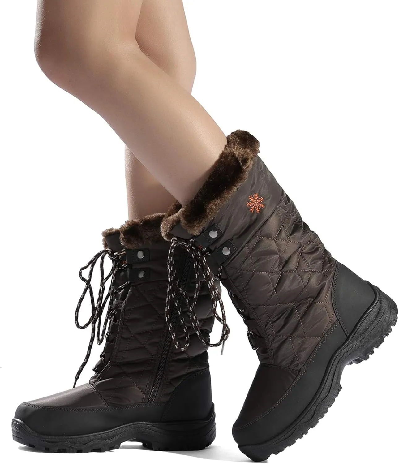 DREAM PAIRS Women's Warm Faux Fur Lined Mid-Calf Winter Snow Boots